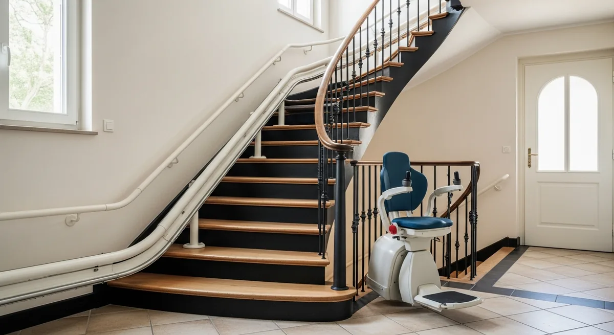 Monte-escalier droit installe dans un escalier de maison a Bordeaux, illustration d'un article sur les prix
