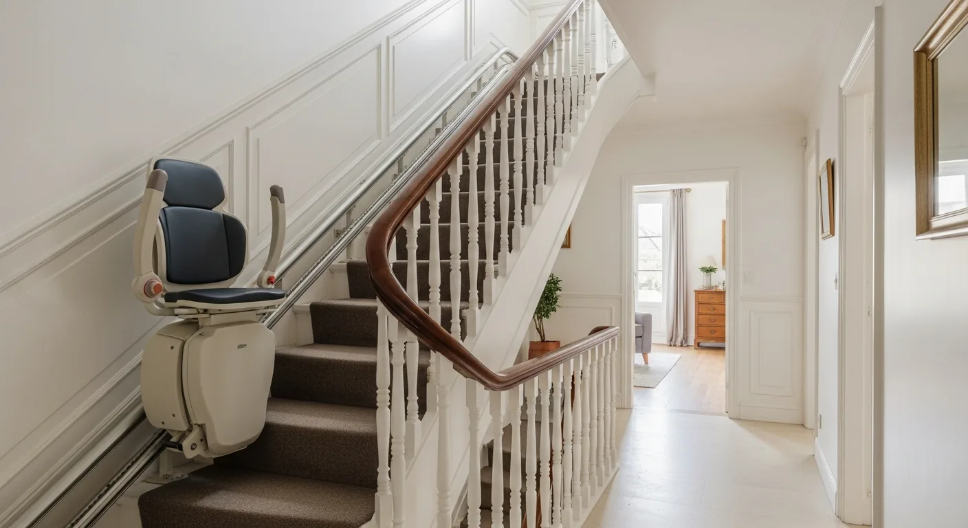Monte-escalier droit installe dans la cage d'escalier d'une maison a Bordeaux